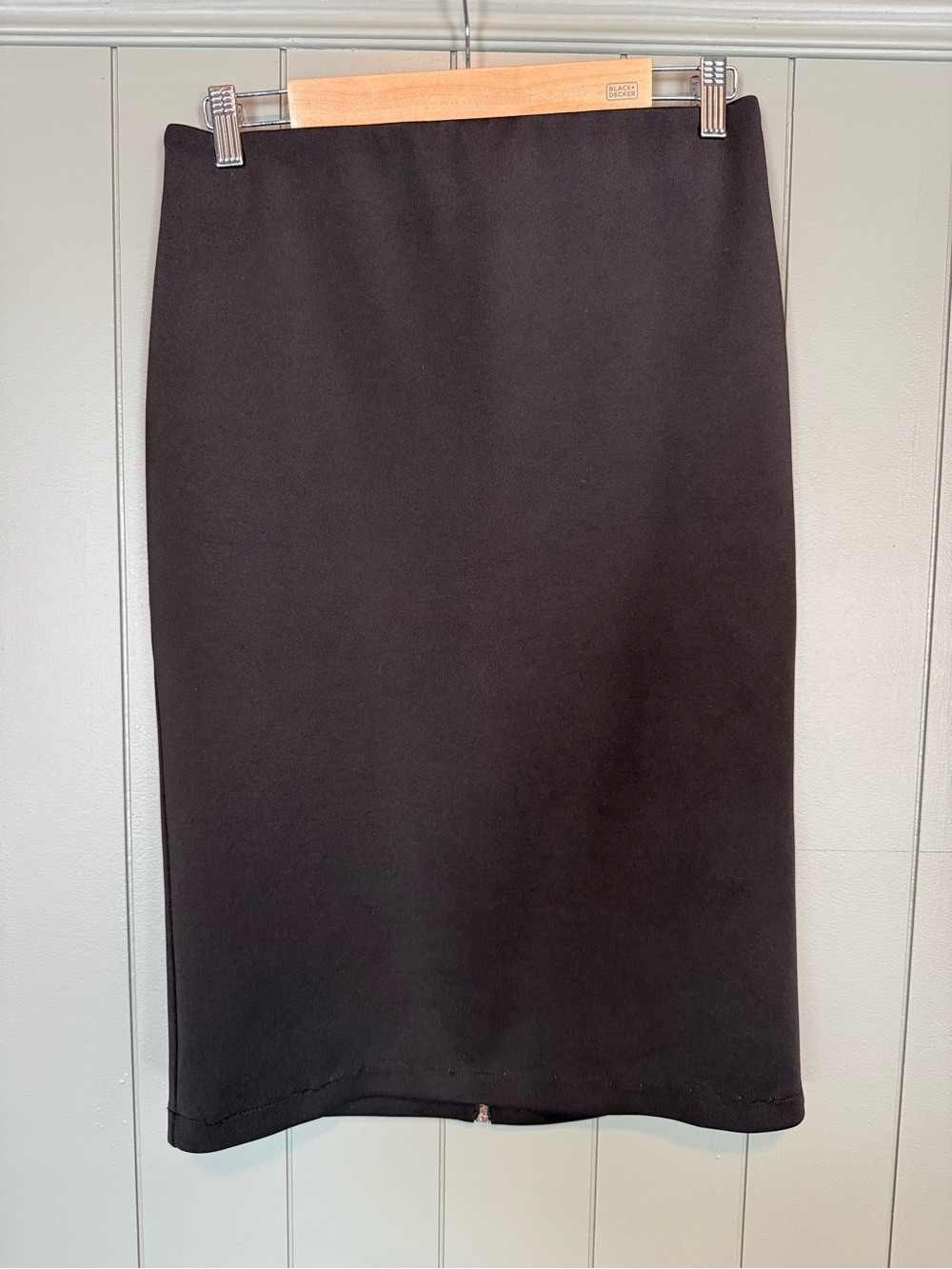 Classic Stretchy Zipper Black Pencil Skirt
